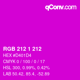 Color code: RGB 212 1 212 | qconv.com