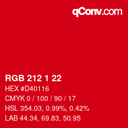 Color code: RGB 212 1 22 | qconv.com