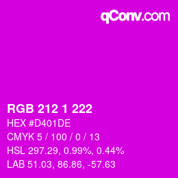 Color code: RGB 212 1 222 | qconv.com