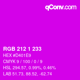 カラーコード: RGB 212 1 233 | qconv.com