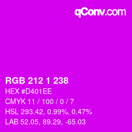 カラーコード: RGB 212 1 238 | qconv.com