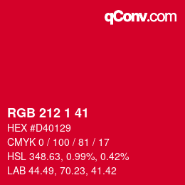 カラーコード: RGB 212 1 41 | qconv.com