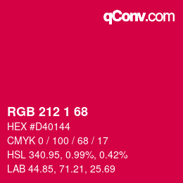 カラーコード: RGB 212 1 68 | qconv.com