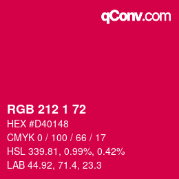 カラーコード: RGB 212 1 72 | qconv.com