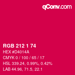 Color code: RGB 212 1 74 | qconv.com