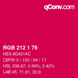 Color code: RGB 212 1 76 | qconv.com
