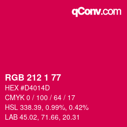 Color code: RGB 212 1 77 | qconv.com