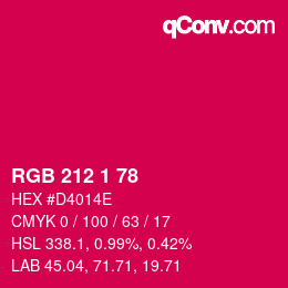 Color code: RGB 212 1 78 | qconv.com