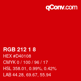 カラーコード: RGB 212 1 8 | qconv.com