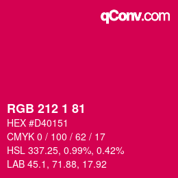 Color code: RGB 212 1 81 | qconv.com