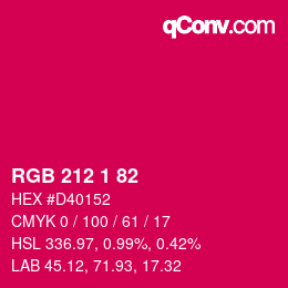 カラーコード: RGB 212 1 82 | qconv.com