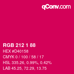 Color code: RGB 212 1 88 | qconv.com