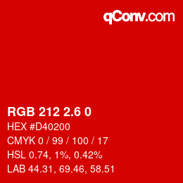 カラーコード: RGB 212 2.6 0 | qconv.com