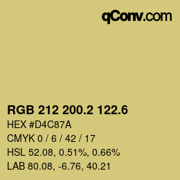 カラーコード: RGB 212 200.2 122.6 | qconv.com