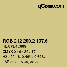 カラーコード: RGB 212 200.2 137.6 | qconv.com