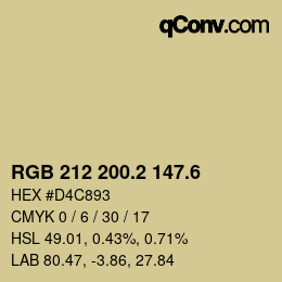 カラーコード: RGB 212 200.2 147.6 | qconv.com