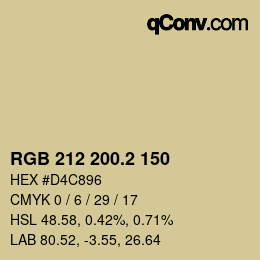 カラーコード: RGB 212 200.2 150 | qconv.com