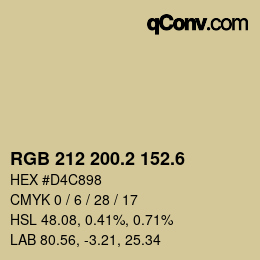 カラーコード: RGB 212 200.2 152.6 | qconv.com