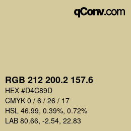 カラーコード: RGB 212 200.2 157.6 | qconv.com