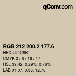 カラーコード: RGB 212 200.2 177.6 | qconv.com