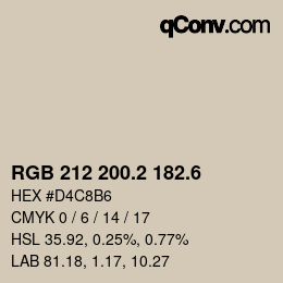カラーコード: RGB 212 200.2 182.6 | qconv.com
