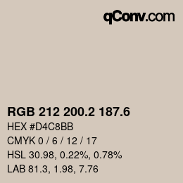カラーコード: RGB 212 200.2 187.6 | qconv.com