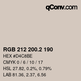 カラーコード: RGB 212 200.2 190 | qconv.com