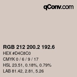 カラーコード: RGB 212 200.2 192.6 | qconv.com