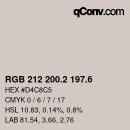 カラーコード: RGB 212 200.2 197.6 | qconv.com