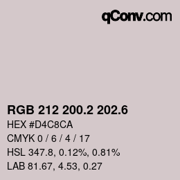 カラーコード: RGB 212 200.2 202.6 | qconv.com