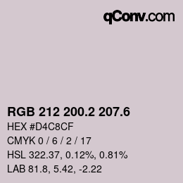 カラーコード: RGB 212 200.2 207.6 | qconv.com