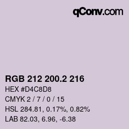 カラーコード: RGB 212 200.2 216 | qconv.com