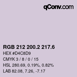 カラーコード: RGB 212 200.2 217.6 | qconv.com