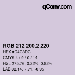 カラーコード: RGB 212 200.2 220 | qconv.com