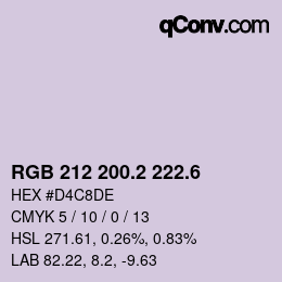 カラーコード: RGB 212 200.2 222.6 | qconv.com