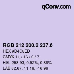 カラーコード: RGB 212 200.2 237.6 | qconv.com