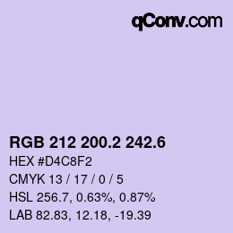 カラーコード: RGB 212 200.2 242.6 | qconv.com