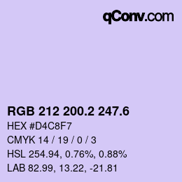 カラーコード: RGB 212 200.2 247.6 | qconv.com