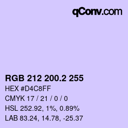 カラーコード: RGB 212 200.2 255 | qconv.com