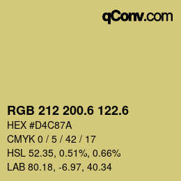 カラーコード: RGB 212 200.6 122.6 | qconv.com