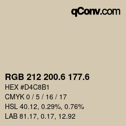 カラーコード: RGB 212 200.6 177.6 | qconv.com