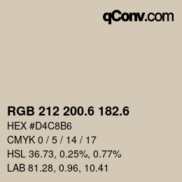 カラーコード: RGB 212 200.6 182.6 | qconv.com