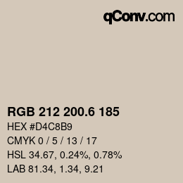 カラーコード: RGB 212 200.6 185 | qconv.com
