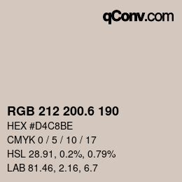 カラーコード: RGB 212 200.6 190 | qconv.com
