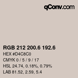 カラーコード: RGB 212 200.6 192.6 | qconv.com