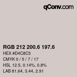 カラーコード: RGB 212 200.6 197.6 | qconv.com