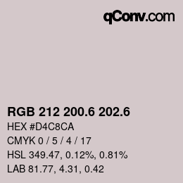 カラーコード: RGB 212 200.6 202.6 | qconv.com