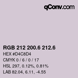 カラーコード: RGB 212 200.6 212.6 | qconv.com