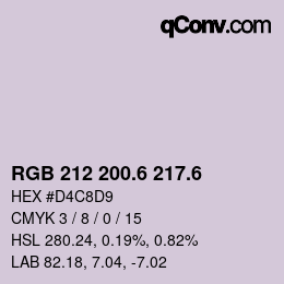 カラーコード: RGB 212 200.6 217.6 | qconv.com