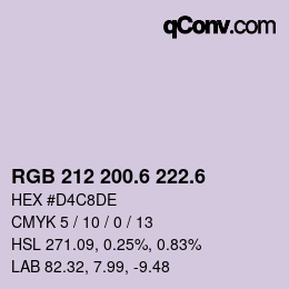 カラーコード: RGB 212 200.6 222.6 | qconv.com